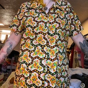 Vintage pattern textured button up